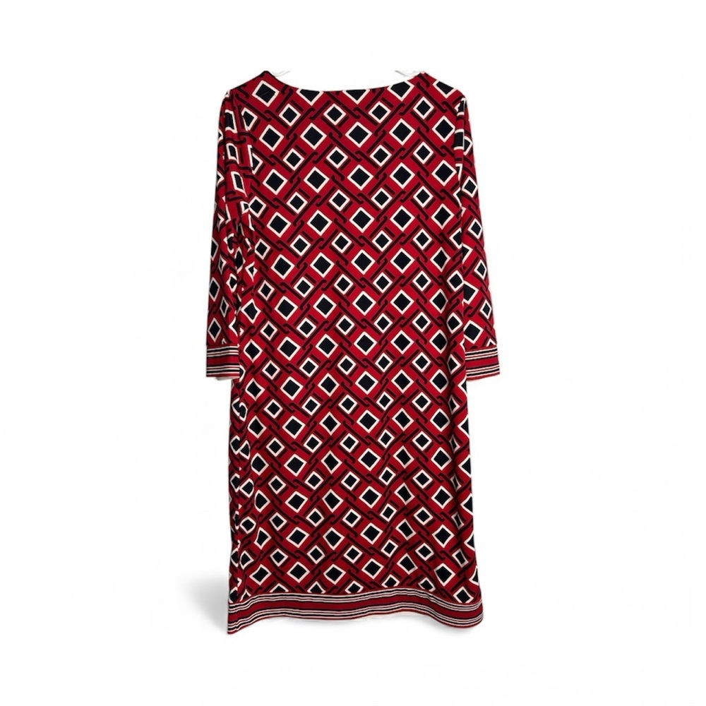 Talbots Red and Black Geometric Pattern Dress SZ Medium Business Woman, Elegant - Picture 2 of 5
